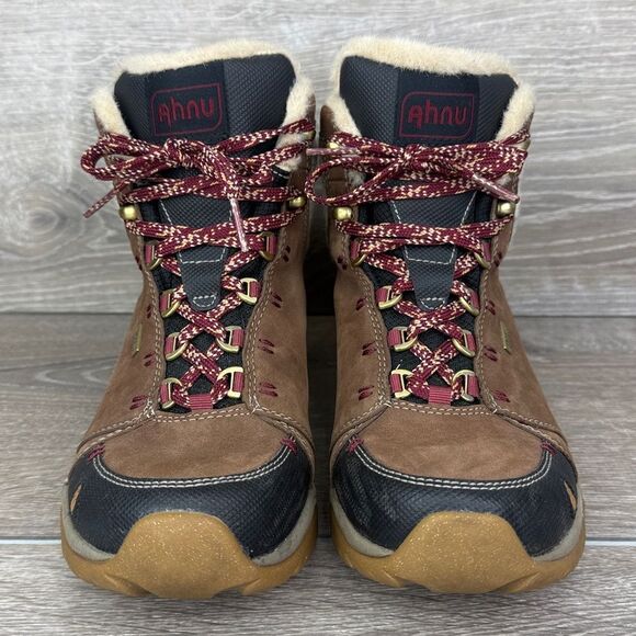 Ahnu Montara Luxe WP Women’s Sz 6.5 Brown Leather Vibram Trail Hiking Boots - Picture 2 of 11